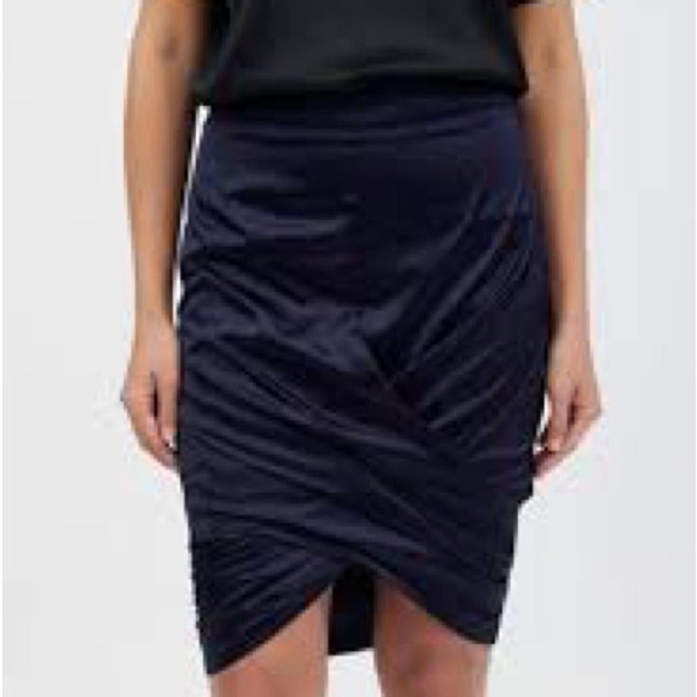 Burberry Midnight Blue Satin Pencil Skirt